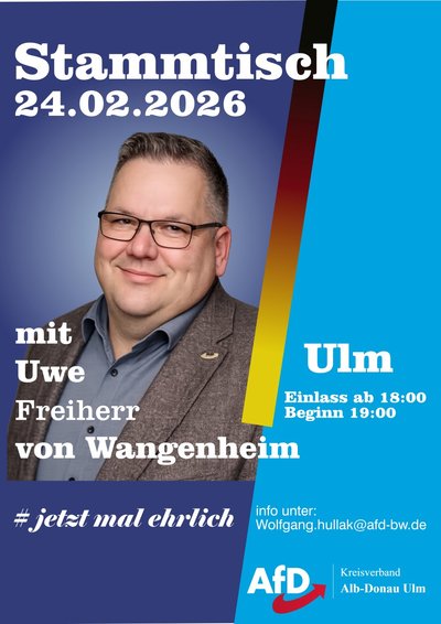 Event-Flyer Stammtisch mit Uwe Freiherr von Wangenheim