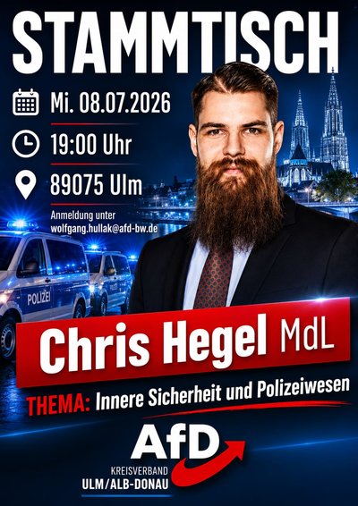 Event-Flyer Stamtisch mit Chris Hegel